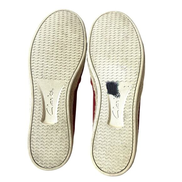Clarks Collection Womens 9.5 W Comfort Casual Red Fabric Espadrille Slip On Flat - Picture 10 of 11